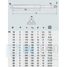 Метчик TR14,0 х 4,0  м/р.Р6АМ5 для трапецеидальной резьбы DIN 103 