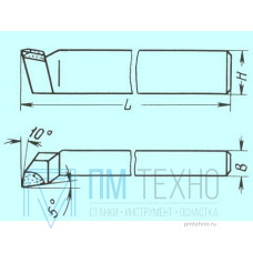 Резец Подрезной отогнутый 16х16х120 Р6М5 (напайные)