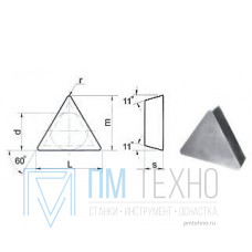 Пластина TРUN  - 160308  Т5К10 (Н30) трехгранная (01311) гладкая без отверстия